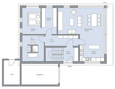 Grundriss Erdgeschoss 2-geschossige Variante MEISTER-HAUS Kollektion