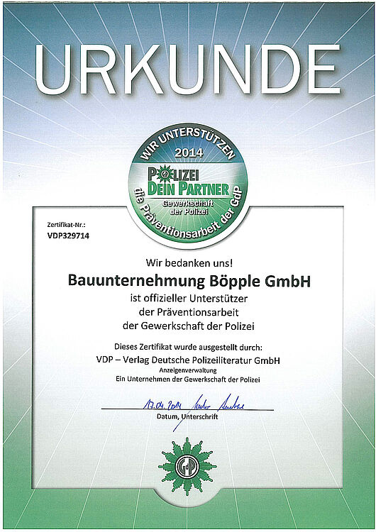 Unterstützung der Präventionsarbeit der Polizei durch Böpple