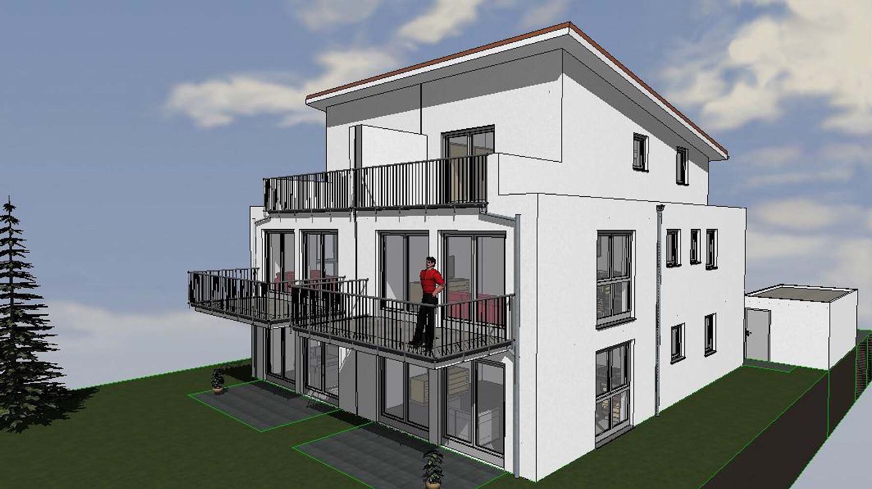 3D- Illustration Doppelhaushälften  3D- Illustration Doppelhaushälften