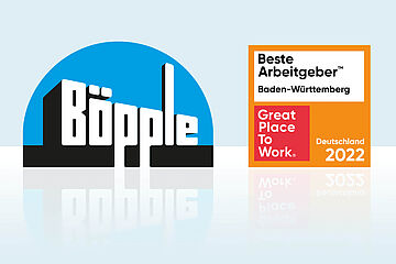 Böpple ausgezeichnet als Bester Arbeitgeber Baden-Württemberg 2022 von Great Place to Work