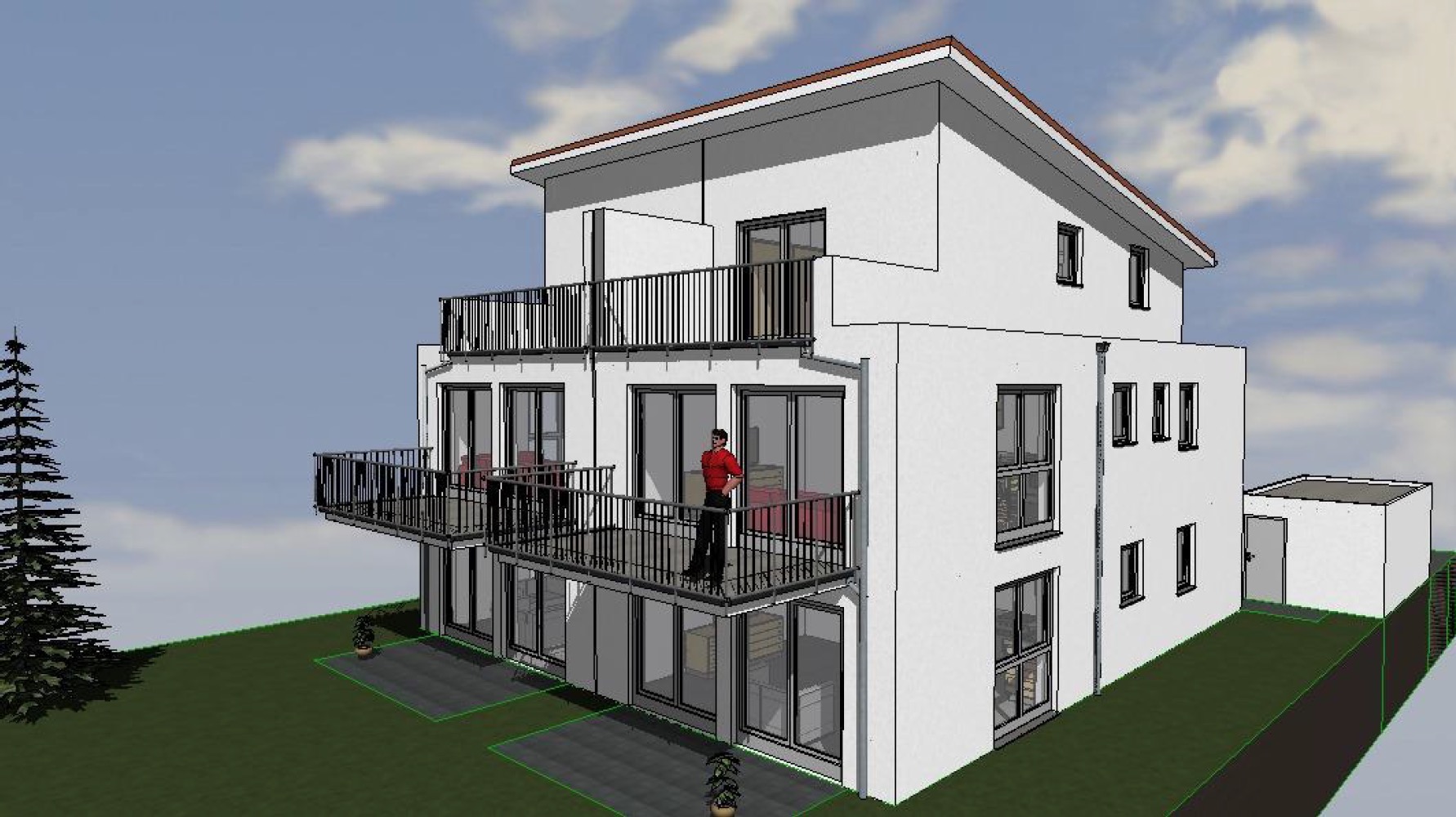 3D- Illustration Doppelhaushälften 